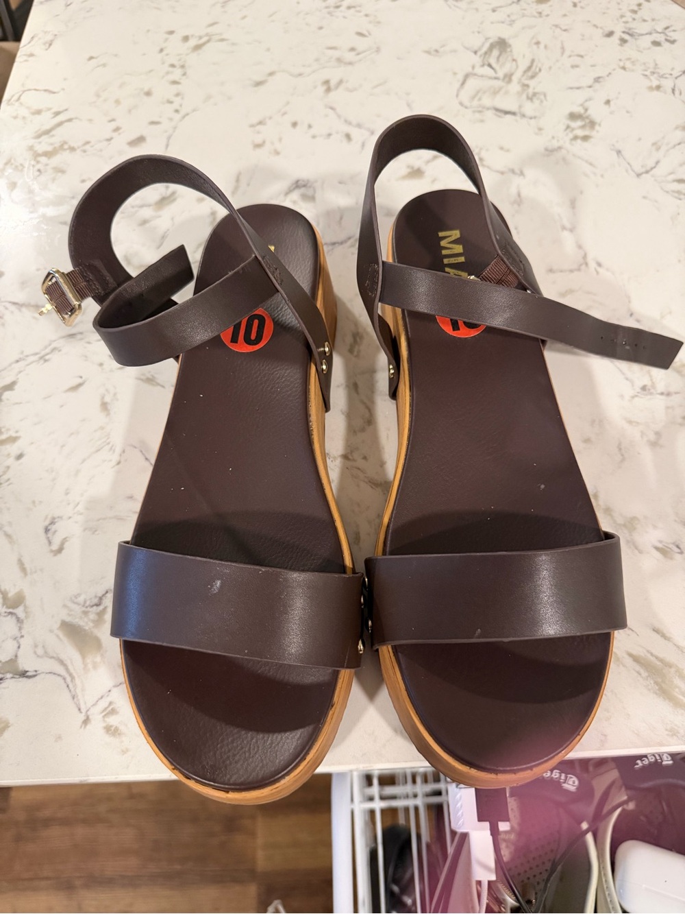 MIA Brown Ankle-Strap Platform Sandals